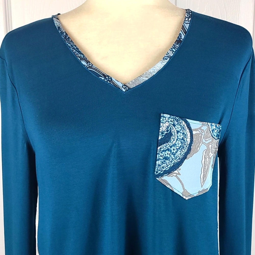 Chico's Mixed Material Blouse - Picture 2 of 10